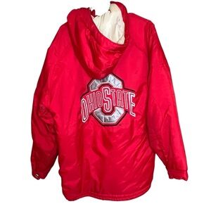 Ohio State Buckeyes Stadium Jacket Vintage 90s Mirage Pockets Hood Embroidery XL